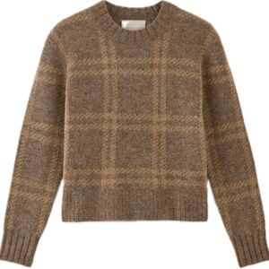 Everlane Alpaca Cropped Crewneck Sweater, brown & tan
